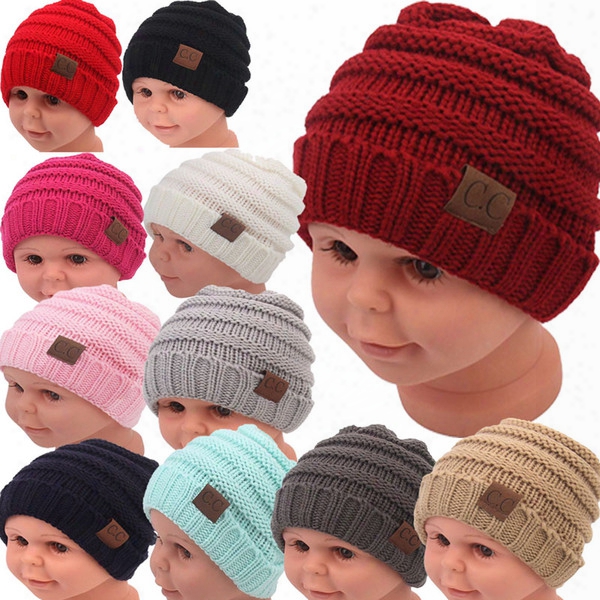 Kids Winter Keep Warm Cc Beanie Labeling Hats Wool Knit Skull Designer Hat Outdoor Sports Caps For Baby Children Kid 2017 Fashion