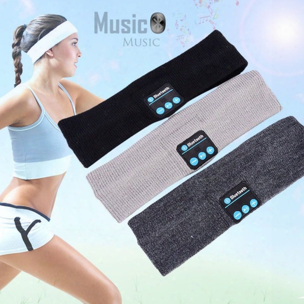 Knitted Unisex Bluetooth Headband Wireless Music Headset Cap Outdoor Sports Yoga Soft Headphone Handfree With Mic For Iphone 7 Mobile Phone