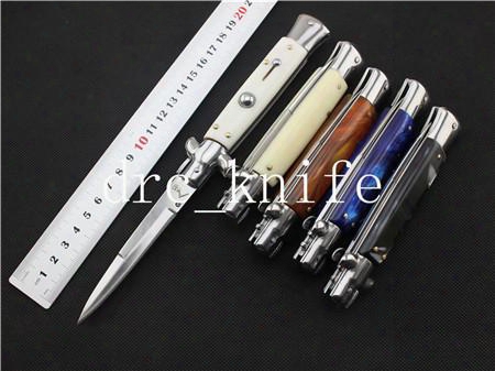 New 5 Types Akc 9&quot; Inch Acrylic Handle Italian Godfather Stiletto 440c Steel Blade Survival Outdoor Knives Single Action Knives Hand Tools