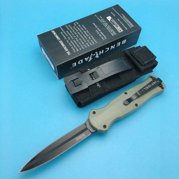 New Bm Benchmade 3300 Infidel Armygreen Handle D2 Black Out The Front Double Action Stain Plain Camping Knife Outdoor Knife Knives
