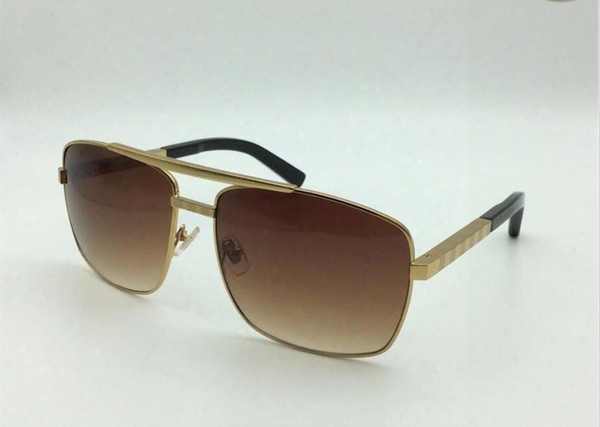 New Luxury Logo Sunglass Attitude Sunglass Gold Frame Square Metal Frame Vintage Style Outdoor Design Classical Model