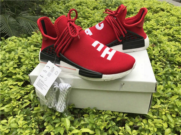 Red Human Race With Hu 2017 Nmd Red Pharrell Williams Running Shoes With Box Nmd Men Women Running Shoes Freeshipping Size 36-48