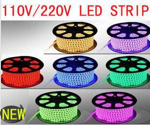 Rgb Ac 110v - 240v Led Strip Outdoor Waterproof 5050 Smd Light 60leds/m With Power Supply Cuttable At 1meter Via Dhl Fedex