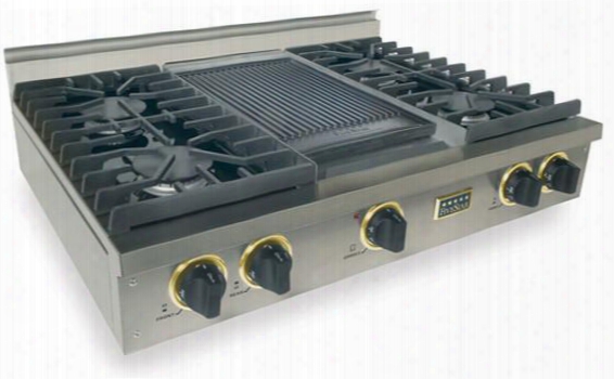 Tpn-037-7s 36" Sealed Burner Pro-style Lp Gas Rangetop With 4 Sealed Ultra High-low Burners Double Sided Grill/griddle Electronic Ignition 120 Volts In