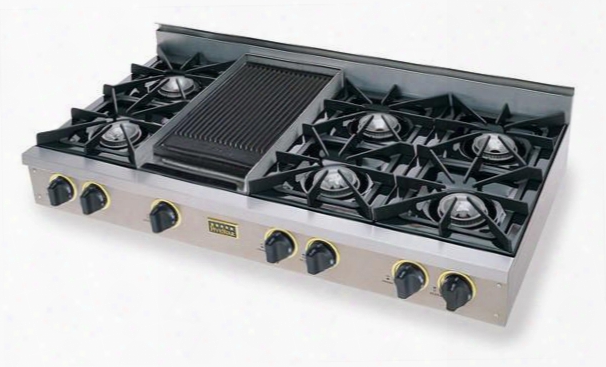 Tpn-048-7s 48" Open Burner Pro-style Lp Gas Rangetop With 6 Open Burners Vari-flame Simmer On Front Burners Double Sided Grill/griddle In Stainless Steel