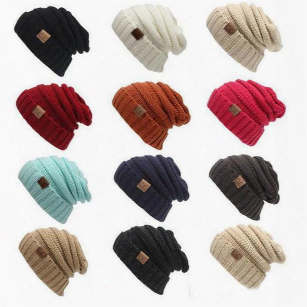 Women Winter Beanies Men/female Hat Hot Europpe Cc Letter Label Knitting Cap Sleeve Cap Outdoor Warm Hay B908