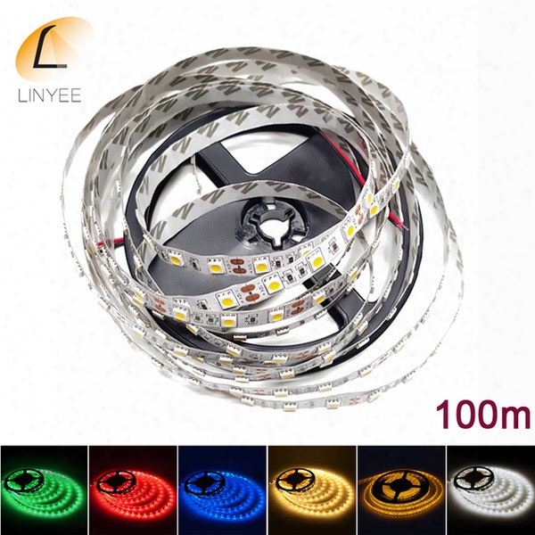 100m 5050 Rgb Led Strip Lights Dc12v 60leds/m 5m/roll Flexible Led Light Ip20 Warm White Red Green Blue Rgb Outdoor Ribbon