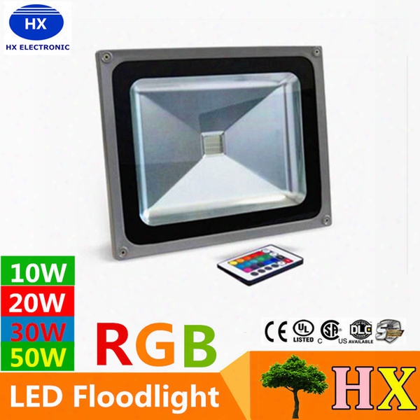 10w 20w 30w 50w Led Rgb Floodlights Warm/natrual/cold White Red Green Blue Yellow Outdoor Led Flood Garden Light Waterproof + Remote Control