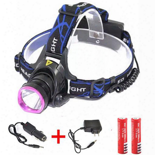 2000 Lumens Cree Xm-l Xml T6 Led Headlamp Head Lamp Headlight Flashlight Head Lamp Light 18650 + 2 X Charger +2 Ulltrafire 18650 Battery