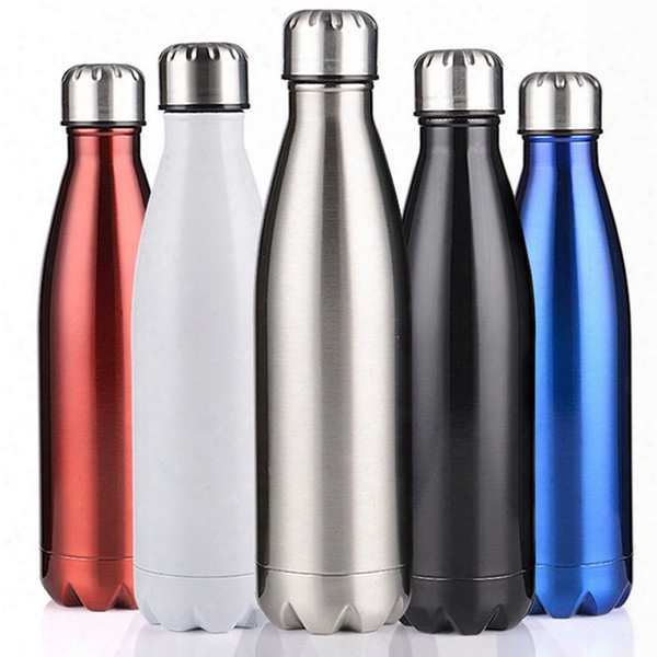 2017 Christmas Thermos 500ml Stainless Steel Water Bottle Cola Shaped Outdoor Sports Bicycle Travel Vaccum Cup Cola Style Cups