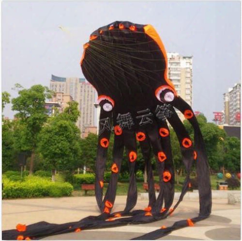 2017 Great Outdoor 3d Kite Large Octopus Kite 23 Meters Black Octopus Super Nice Soft Kite