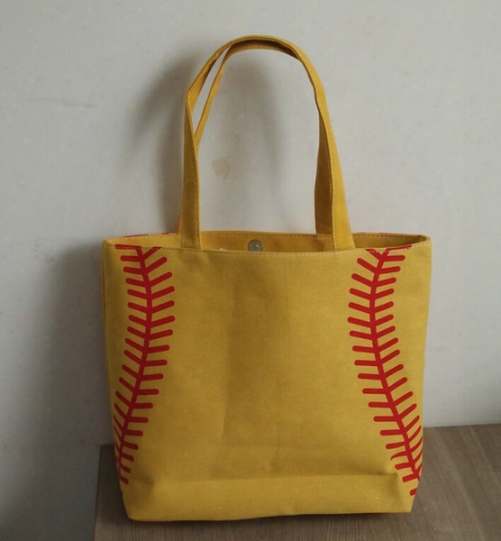 4 Colors In Stock Softball Baseball Ag Tote Bagswholesale Blanks Cotton Canvas  Softball Tote Bags Baseball Bag Football Bags 100pcs