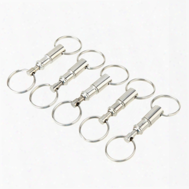 5pcs Premium Quick Release Pull-apart Key Removable Handy Keyring Detachable Keychain Accessory With Two Split Rings Y0848