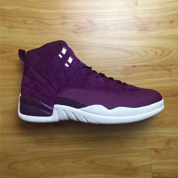 Air Retro 12 Bordeaux Men Basketball Shoes Men&#039;s 12&#039;s Sneakers Real Carbon Fiber Green Purple White 2017 Limited Release 130690-617 Shoes