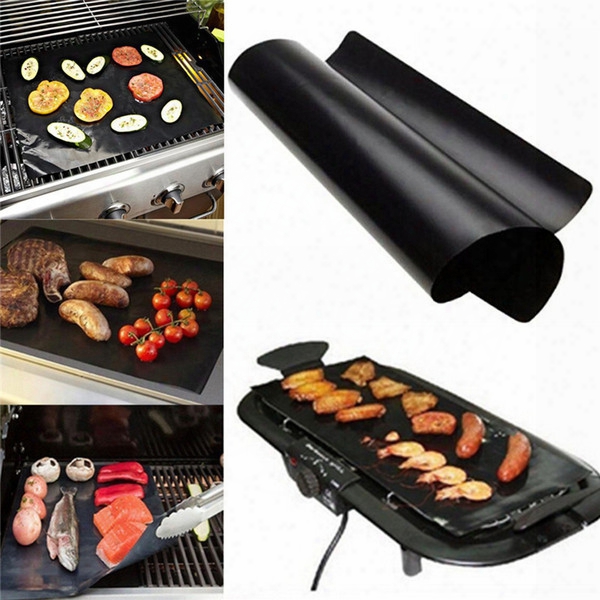 Barbecue Grilling Liner Bbq Grill Mat Portable Non-stick And Reusable Make Grilling Easy 33*40cm 0.2mm Black Oven Hotplate Mats