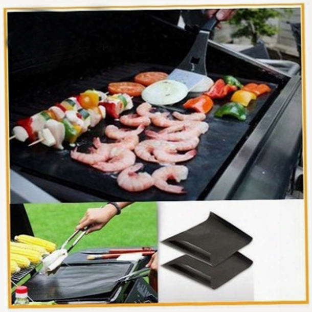 Barbecue Grilling Liner Bbq Grill  Mat Portable Non-stick And Reusable Make Grilling Easy 33*40cm 0.2mm Black Oven Hotplate Mats By Dhl