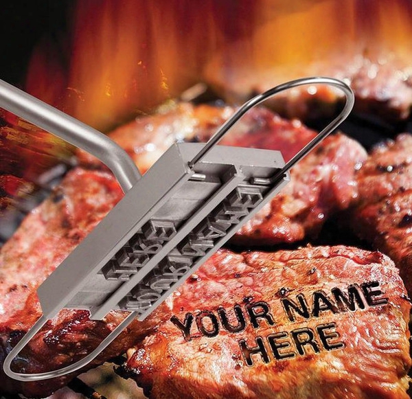 Bbq Barbecue Branding Iron Tools With Changeable 55 Letters Fire Branded Imprint Alphabet Al Minum Outdoor Cooking For Steak Meat