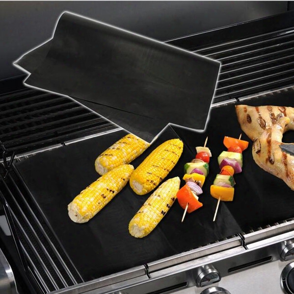 Bbq Gridiron Mat Non-stick Bbq Grill Mat 2mm Thick Durable 33*40cm Reusable Gas Barbecue Grilling Mat Easyc Leaning Heat Resistant 5pc/box