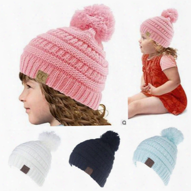 Cc Knitted Hats Kids Cc Trendy Pom Poms Beanie Chunky Skull Caps Winter Cable Knit Slouchy Crochet Hats Fashion Outdoor Oversized Hat B3315