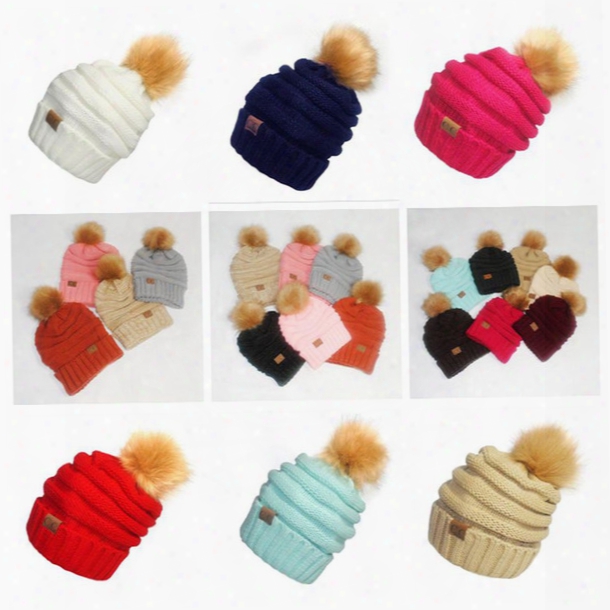 Cc Pom Poms Hats Knitted Chunky Skull Caps 17 Colors Cc Trendy Beanie Winter Cable Knit Slouchy Crochet Hats Outdoor Oversized Hats Ooa3385