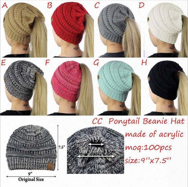 Fashion Cc Trendy Beanies Caps For Women Autumn Winter Knitted Cap Ladies Horsetail Beanie Luxury Hip Hop Skull Caps Outdoor Warm Hats