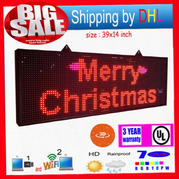 Free Shipping 39x14 Inch P13 Outdoor Full Color Led Sign Wireless And Usb Programmable Rolling Information 1000x360mm Led Display Screen