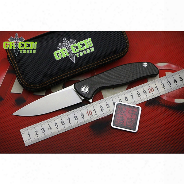 Green Thorn New M390 F95 Hati Titanium + Cf Handle Flipper Folding Knife Outdoor Camping Edc Tools Hunting Hiking Pocket Knives Survival