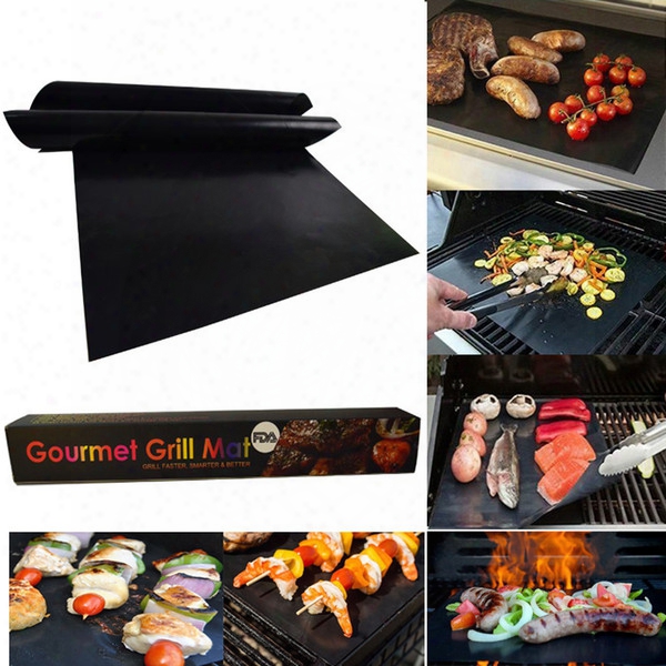 Grill Mats Reusable Easy To Clean 33*40cm Bbq Barbecue Grill Pad Mats Works With Gas Electric Charcoal Grills With Retail Box