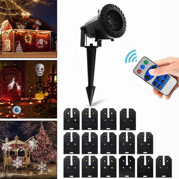 Halloween Holiday Decoration Waterproof Outdoor Led Stage Lights With 15 Replaceable Patterns Christmas Laser Projector Lamp