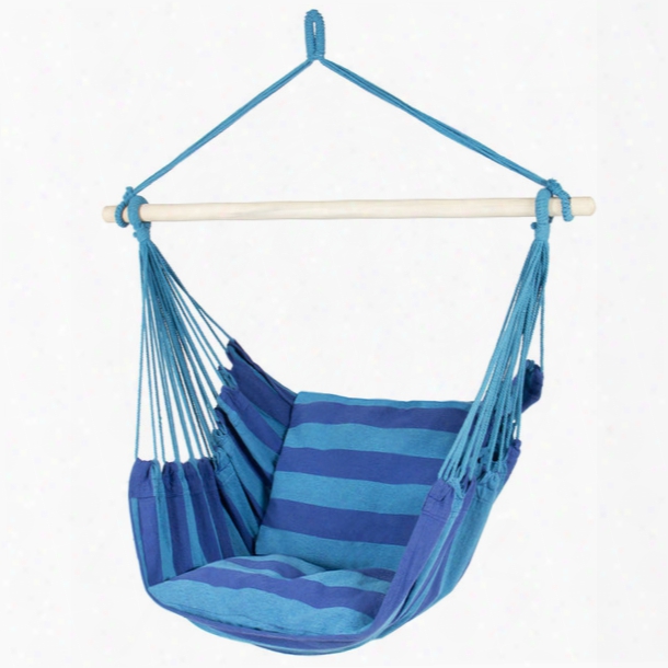 Hammock Hanging Rope Chair Porch Swing Seat Patio Camping Portable Blue Stripe