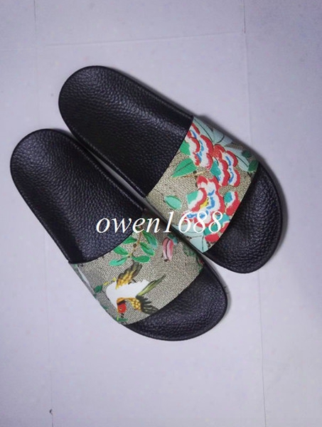 Hotsale 2017 Mens Fashion Print Leather Slide Sandals Summer Outdoor Beach Causal Slipper For Mens Size Euro40-45