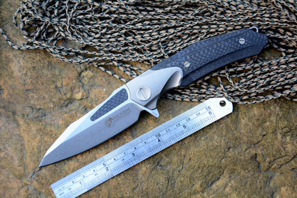 Kevin John Venom Knife Attacker M390 Blade Knife Titanium Carbon Fiber Handle Hunting Survival Outdoor Knives Tools