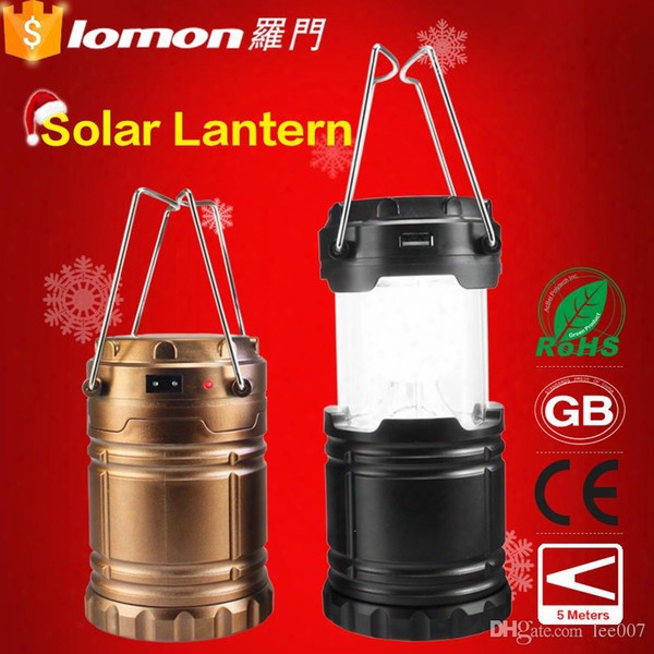 Lomon Plastic Camping Lantern,6 Led Rechargeable Lantern,usb Solar Lantern With Mobile Phone Charger 2800mah Phone Pwerbank