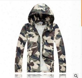 Men Fashion Slim Super Dry Camouflage Windbreaker Tide Male Hooded Jackets Coats Outdoor Sport Jaquetas Sunscreen Thin Section