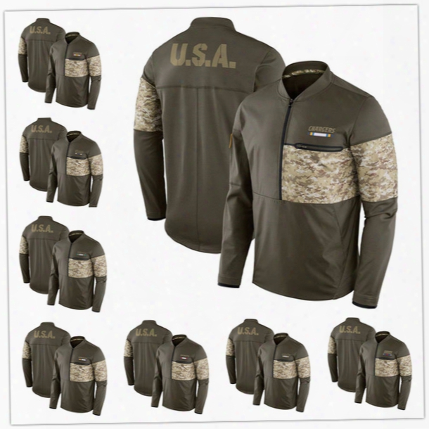 Men&#039;s Los Angeles Miami Minnesota New England Orleans York Olive Salute To Service Sideline Hybrid Half-zip Pullover Jacket