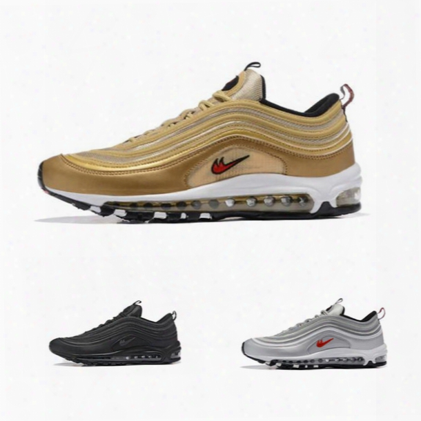 Metallic Gold 97 Mens Running Shoes Silver Bullet Black Women Outdoor Athletic Air Sports Sneaker Tennis Shoes Size 36-46