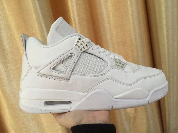 New Air Retro 4 Pure Money White Mens Basketball Shoes Men Outdoor Retros 4s Sports Shoes Training Boots Athletic Sneakers Ship With Box