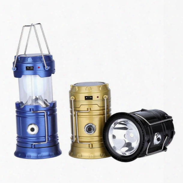 New Outdoor Collapsible Solar Lanterns Camping Lantern Flashlight Portable Solar Lamps Tent Light Usb Rechargeable Emergency Light