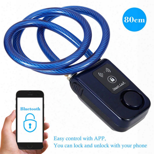 New Super 80cm Intelligent Phone App  Control Smart Alarm Bluetooth Lock Waterproof 110db Alarm Bicycle Lock Outdoor Anti Theft Lock
