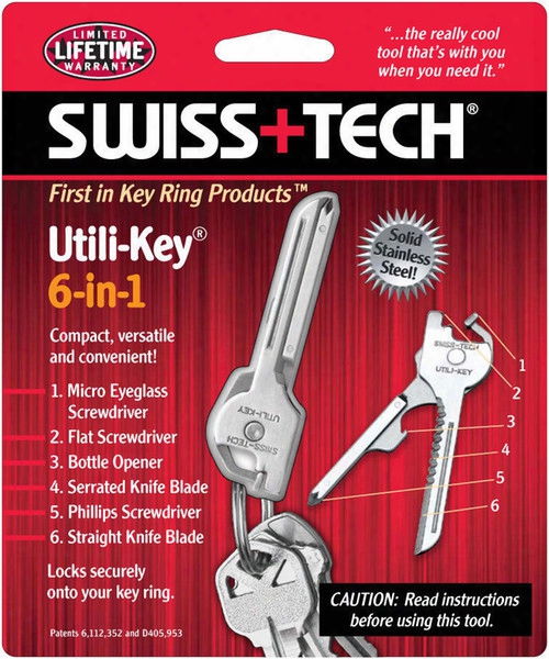 New Swiss+tech 6 In 1 Utili-key Mini Multitool Keyring  Pocket Knife Folding Knife 5pcs A087