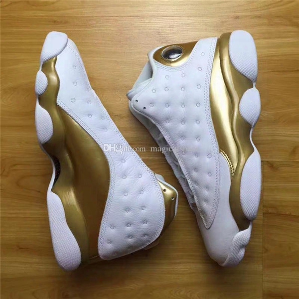 Newest Air Retro 13 Xiii Dmp Pack Defining Monments 13s Basketball Shoes White Golden Outdoor Sneakers Shoes With Original Box
