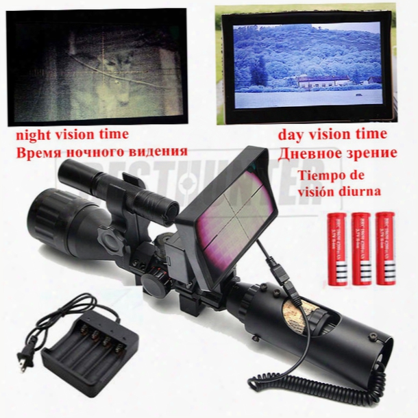 Night Vision Riflescope Outdoor Tactical Scopes Optics Sight Tactical Digital Infrared With Battery Monitor And Flashlight