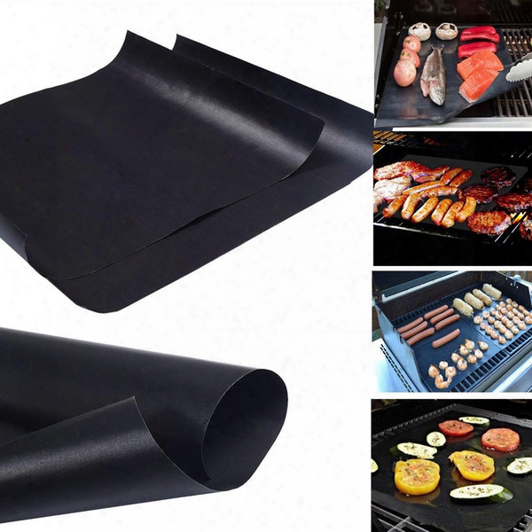 Non-stick Bbq Grill Mat 2mm Thick Durable 33*40cm Reusable Gas Barbecue Grilling Mat Easy Cleaning Heat Resistant Reversible Hotplate Mats
