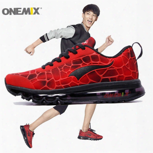 Onemix Man Running Shoes For Men Air Cushion Athletic Trainers Mens Red Shox Sole Race Sports Shoe 2017 Fashion Outdoor Walking Sneakers 47