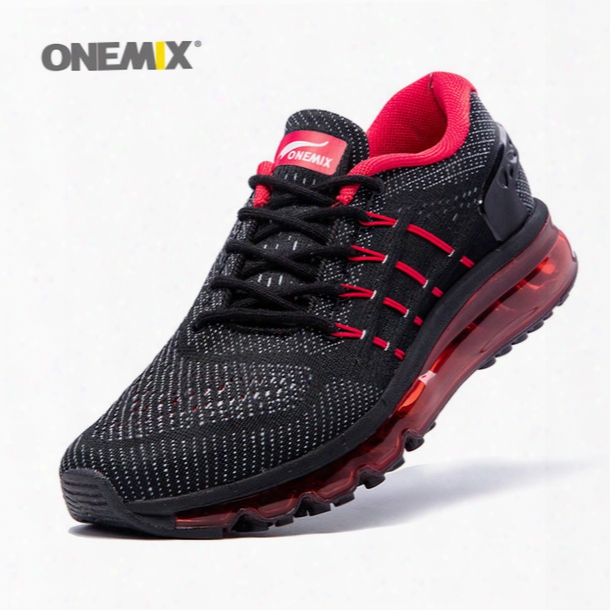 Onemixrunning Shoes For Men Air Cushion Shox Athletic Trainers Man Black Red Sports Shhoe 2017 Unique Shoe Tongue Outdoor Walking Sneakers