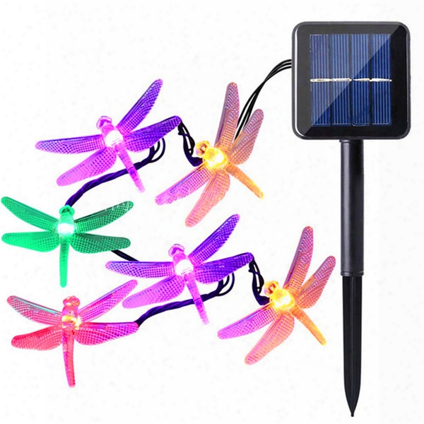 Outdoor Dragonfly Solar String Lights 16ft 20 Led 8 Modes Waterproof Fairy Lighting For Christmas Trees Garden Patio Wedding