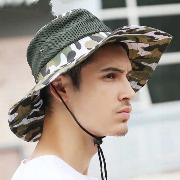 Outdoor Fishing Bucket Hat Hiking Hunting Boating Snap Brim Military Hat Camouflage Sun Cap Free Shipping