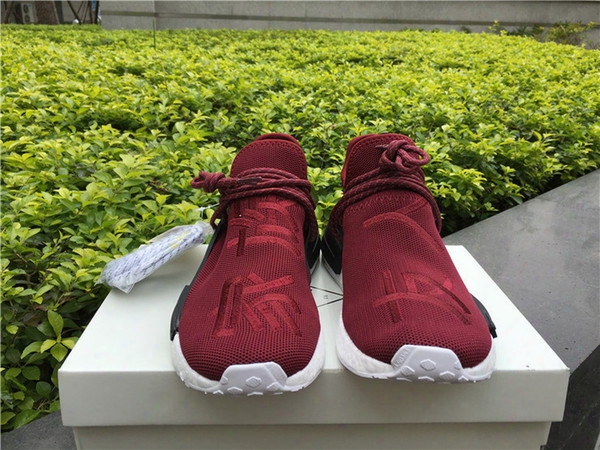 Pharrell Nmd Burgundy Friends Family Sneaker,nmd Human Race Fashion Running Shoes, Hot Selling Ultra Boost,human Species Shoe With Box
