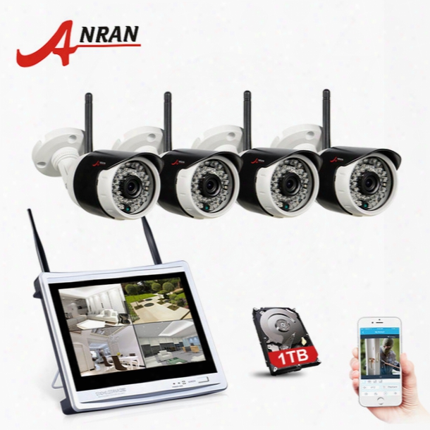 Plug Play Anran 4ch Wifi Cctv System 12 Inch Lcd Nvr P2p 720p Hd 36ir Night Vision Ip Camera Outdoor Security Camera System 1tb Hdd Optional