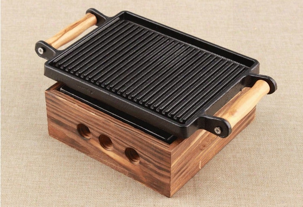 Portable Mini Cast Iron Barbecue Stove Teppanyaki Bbq Grill For Single Couple Cast Iron Pan And Stove 024-1